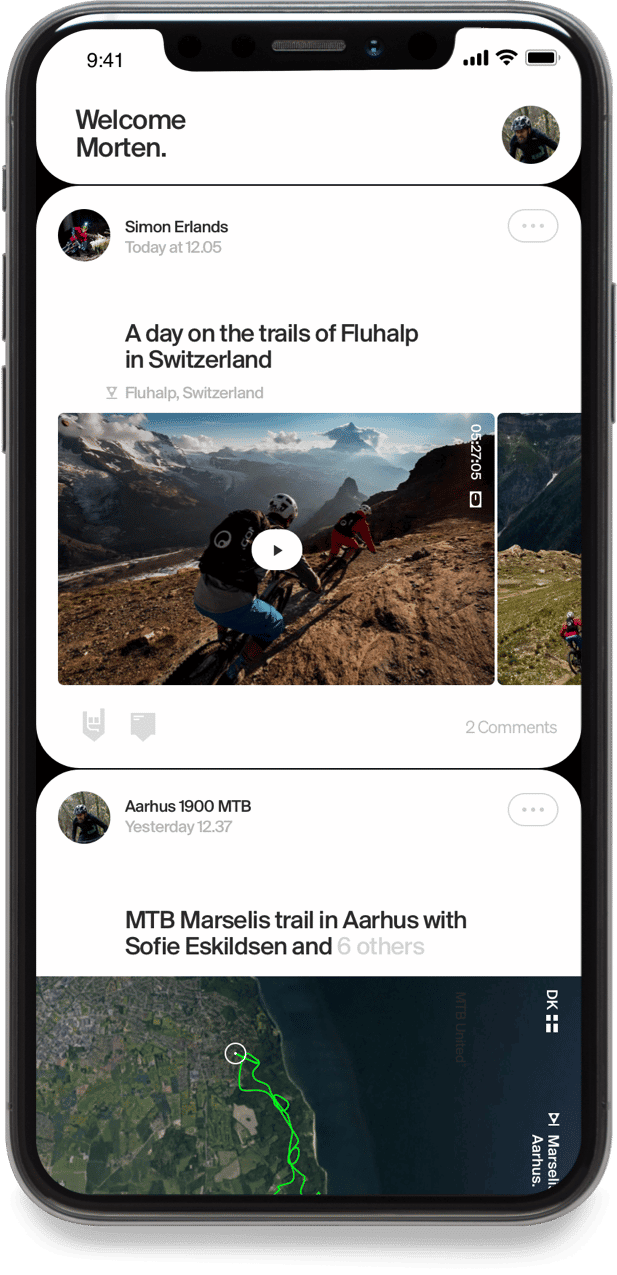 The Mountainbike United app screen