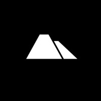 Black and white geometric logo with pyramidal shapes, modern design symbolizing structure, minimalism in branding. Mountain Bike United.